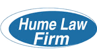 Blue oval logo, "Hume Law Firm".